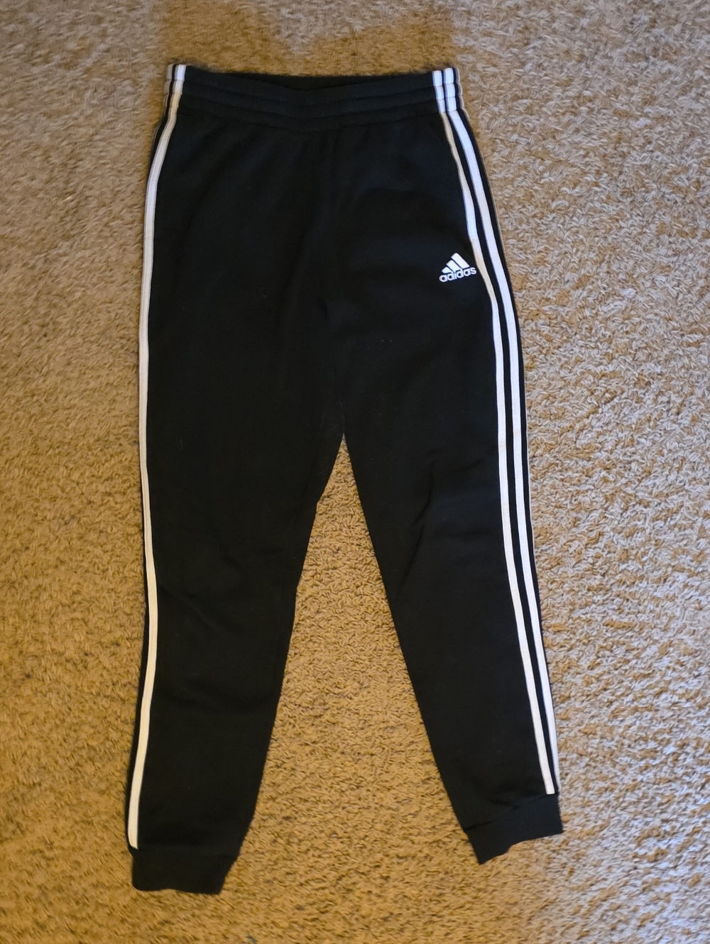 adidas Black Joggers with White Side Stripes - Kids
